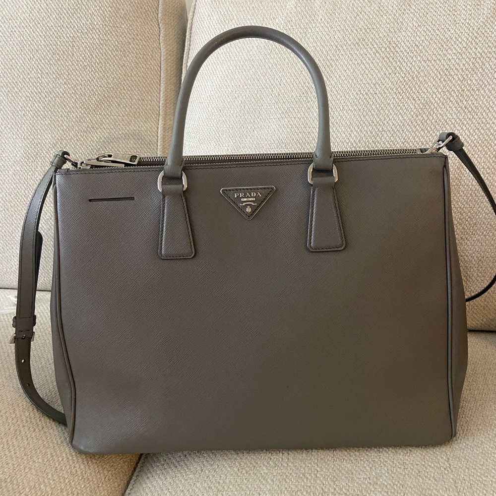 Prada Medium Saffiano Lux Double Zip Galleria Tote